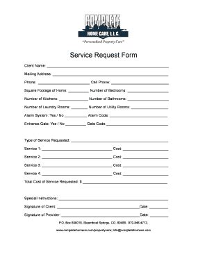 Fillable Online Service Request Form Completehomeus Fax Email