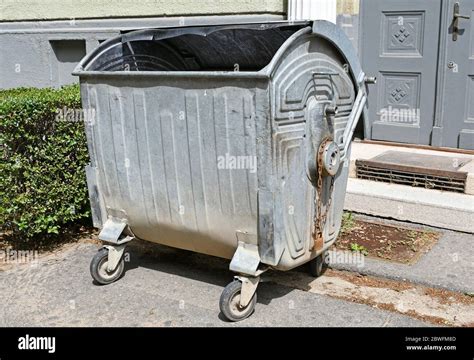 Large Garbage Can On The Street Stock Photo Alamy