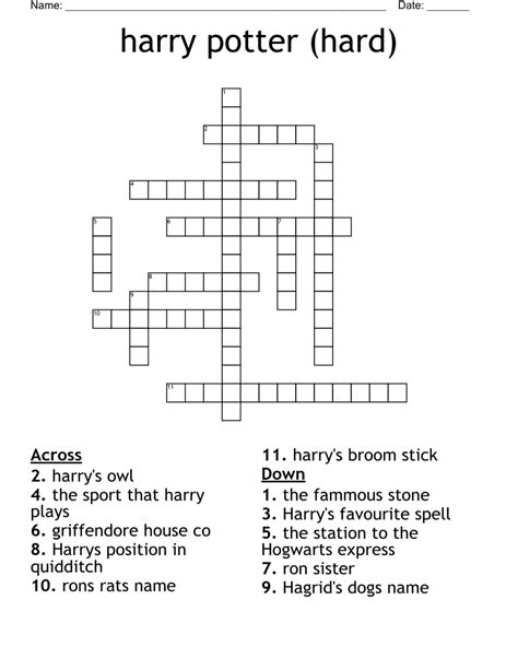 Harry Potter Crossword Puzzles Downloadable – Free download and print ...