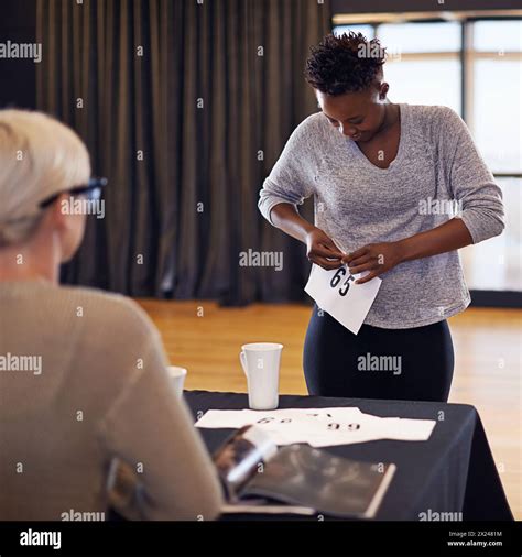 Black Woman Dancer And Number In Audition For Performance Art