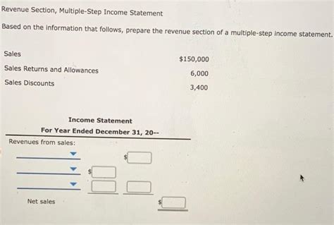 Solved Revenue Section Multiple Step Income Sta Solutioninn