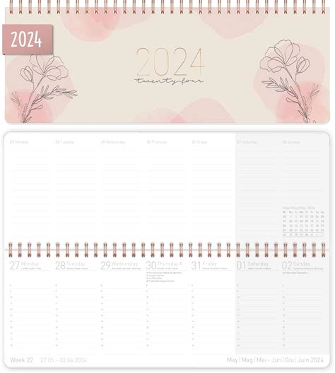 Planner Settimanale Da Tavolo Spiralato Con Tutte Le Date Stampate