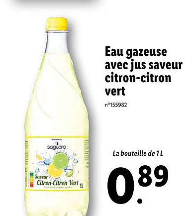 Promo Eau Gazeuse Avec Jus Saveur Citron Citron Vert Chez Lidl