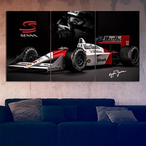 Cuadros Trípticos Automovilismo Ayrton Senna 150x80 Cm CUADROSYMODA