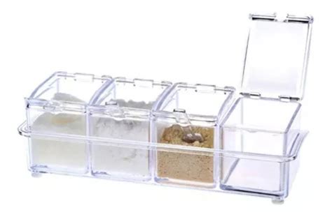 Porta temperos Crystal Seasoning Box Set4 de plástico transparente