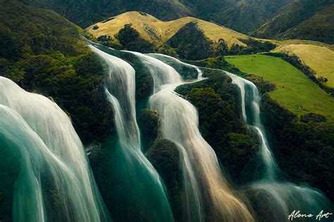 Stunning Mountain Waterfalls New Zealand Graphic By Alone Art