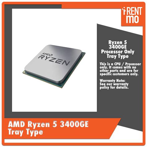 AMD Ryzen 5 3400GE (Tray Type / No Box) Processor Only - Buy, Rent, Pay ...