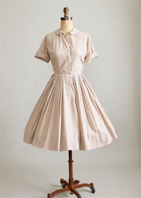 1950 S Shirtwaist Dress Classic Tan Mode Vintage Other Styles Pretty