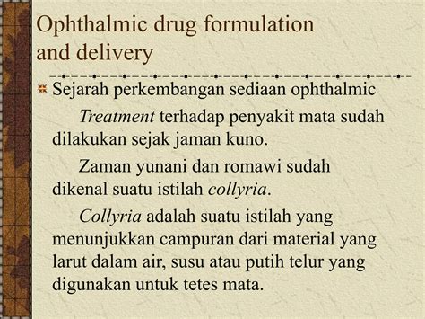 Ophthalmic Drug Formulation And Delivery Ppt