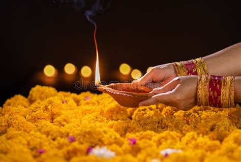 Clay Diya Lamps Lit During Diwali Celebration Diwali Or Dipawali Is