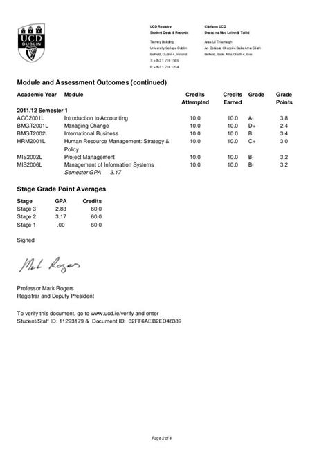 Academic Transcript