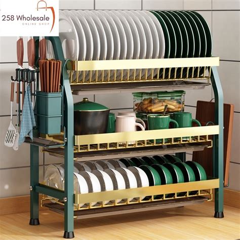 Rak Pinggan Stainless Steel Dish Rack Rak Dapur Kitchen Dish Drainer