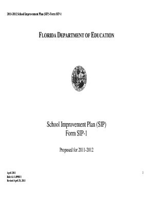 Fillable Online Broward K12 Fl School Improvement Plan SIP Form SIP 1