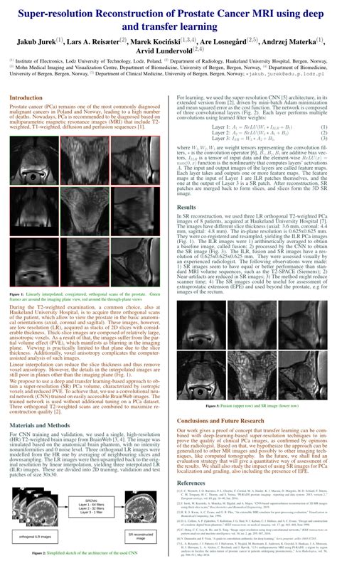 Pdf Super Resolution Reconstruction Of Prostate Cancer Mri Using Deep