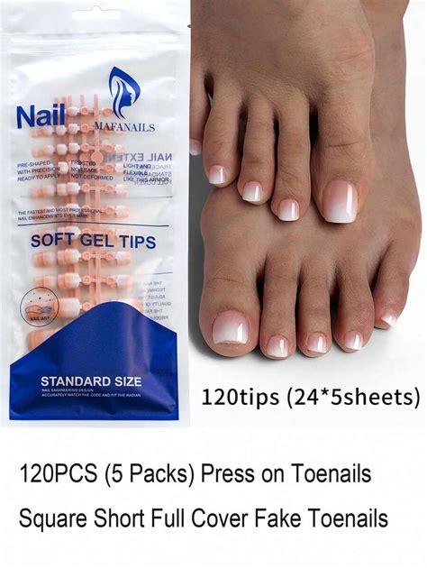 Pcs White French Tip Press On Toenails Matte Nude French Toe Nail Press Ons Full Cover Fake