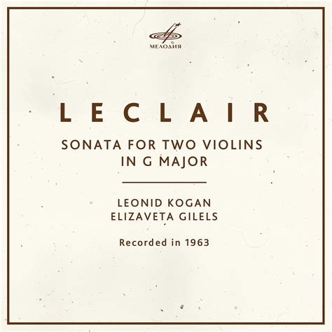 Leclair Sonata For Two Violins In G Major