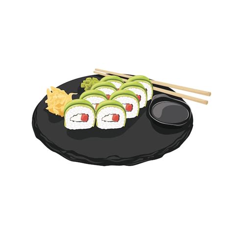 Sushi Japanische Speisekarte Vektor Illustration Premium Vektor