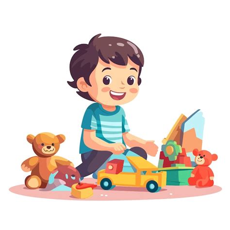 Premium Vector Child Playing With Toys Clip Art Library
