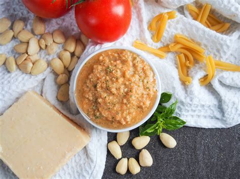 Pesto Alla Trapanese Sicilian Tomato Almond Pesto Carolines Cooking