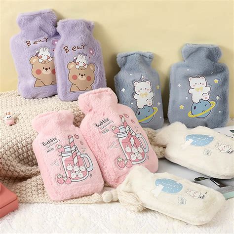 Cartoon Plush Rabbit Bear Hot Water Bottle Water Filling Small Warm Water Bag Daraz Lk