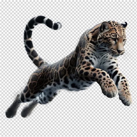 Premium Psd A Leopard Is Jumping On A Transparent Background