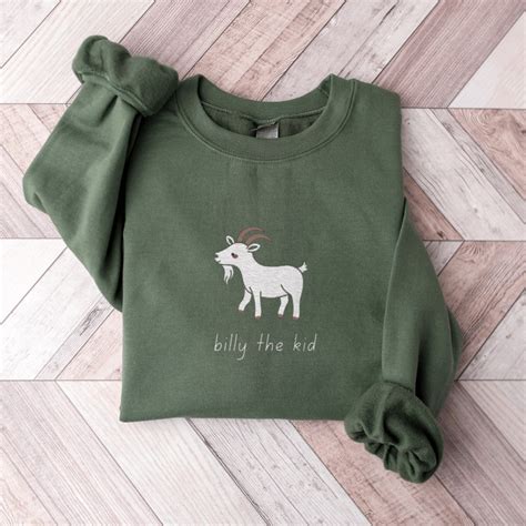 Billy The Kid Sweatshirt Embroidered Billy Goat Sweater Etsy