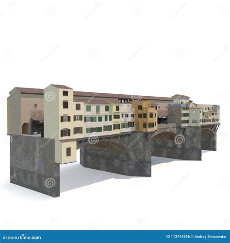 Ponte Vecchio Bridge Florence On White. 3D Illustration Stock ...