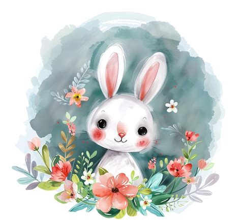 Premium Photo | A bunny with a flower in the background and a picture ...