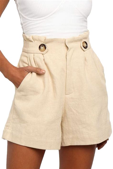 Beige Frilled High Waist Shorts Summer Casual Casual Party Summer