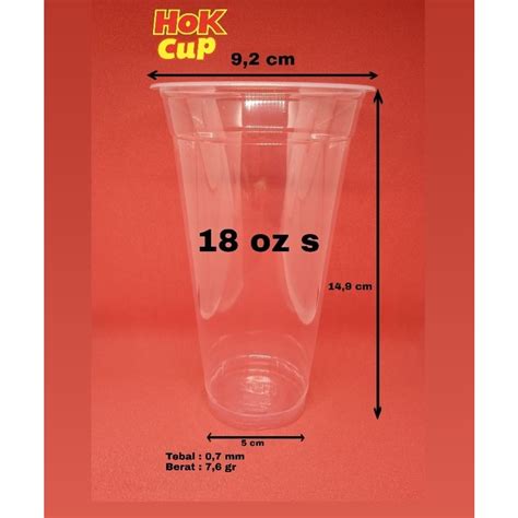 Jual GELAS PLASTIK 18 OZ SLIM DATAR MURAH CUP PLASTIK 18 OZ HOK ISI