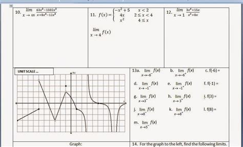 Limits Graphically Worksheets