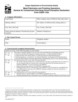 Fillable Online Deq State Or Metal Fabrication And Finishing Operations