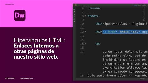 Hiperv Nculos Enlaces Internos En Html Con Dreamweaver Youtube