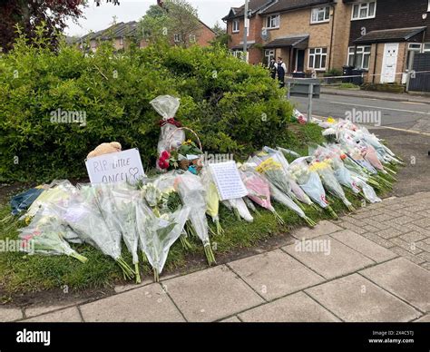 Flowers Placed At The Scene In Hainault North East London Where A 14