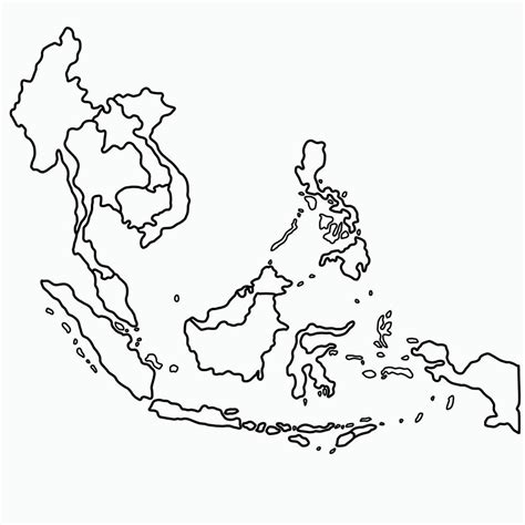 South East Asia Countries Map Doodle Freehand Drawing