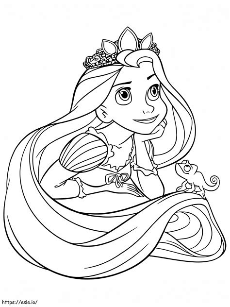 Rapunzel Portrait With Gecko Coloring Page