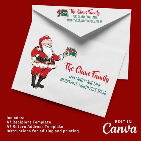 Printable Christmas Envelope Template Christmas Envelope - Etsy in 2022 ...