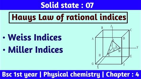 Hauys Law Of Rational Indices Weiss And Miller Indices Solid State Bsc 1st Year Chemistry