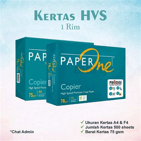 Jual Kertas HVS Paper One 1 Rim Isi 500 Lembar Ukuran A4 Dan F4 Berat