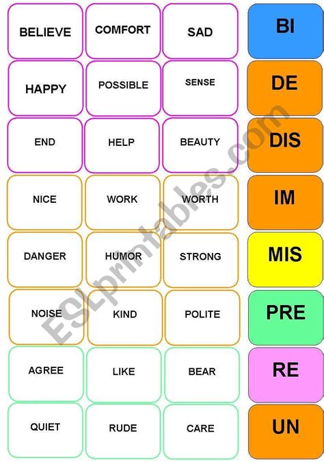 Prefixes And Suffixes Grammar Guide Gap Filling Game Cards And Keys 4 Pages Fully Editable