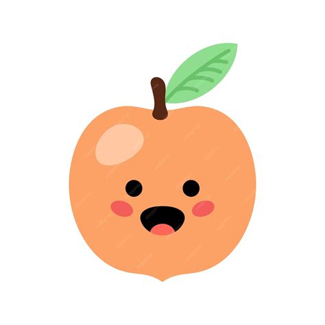 Premium Vector Peach Cute Kawaii Style Fruit Character Vector