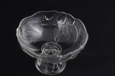 Vintage Clear Glass Pedestal Bowl Compote Bowl Embossed Etsy