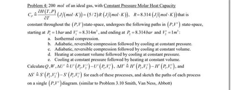 Solved Problem 4: 200 mol of an ideal gas, with Constant | Chegg.com