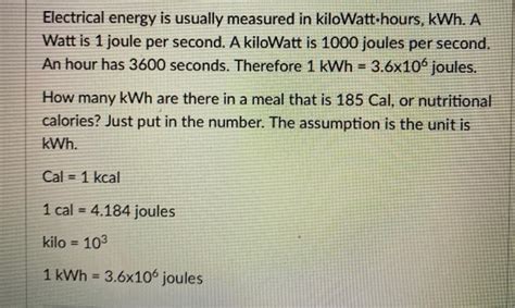 Solved Electrical Energy Is Usually Measured In Chegg