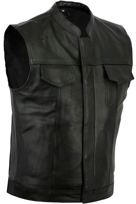 Bga Sons Of Anarchy Motorcycle Leather Vest Black