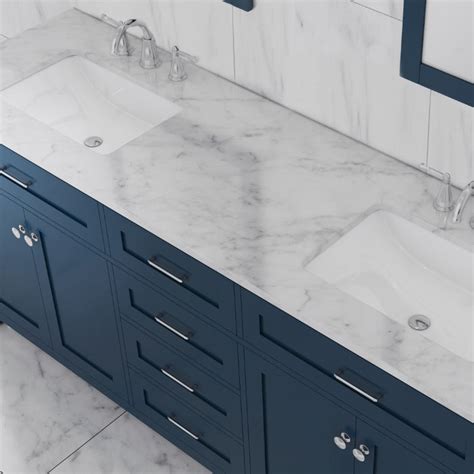 Alya Bath Norwalk 72 Double Vanity Blue With Carrera Marble Top Fr