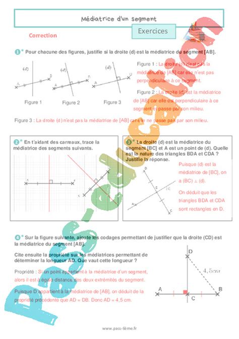 Médiatrice d un segment Exercices de géométrie pour la 6eme