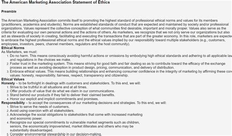 Solved The American Marketing Association Statement of | Chegg.com 