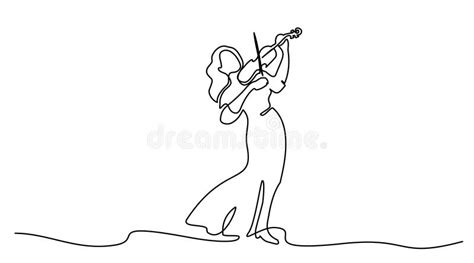 Ilustração Violinista De Vetor De Desenho De Uma Linha Contínua Menina