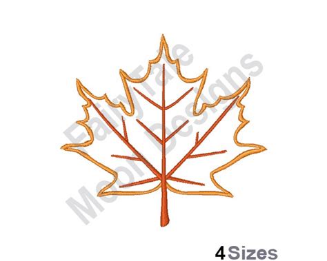 Maple Leaf Machine Embroidery Design Autumn Leaf Embroidery Etsy